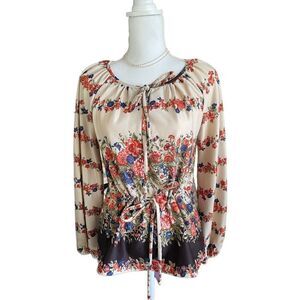 Vintage 1970’s Rhonda Lee Cinched in top Floral Roses Pink Blue